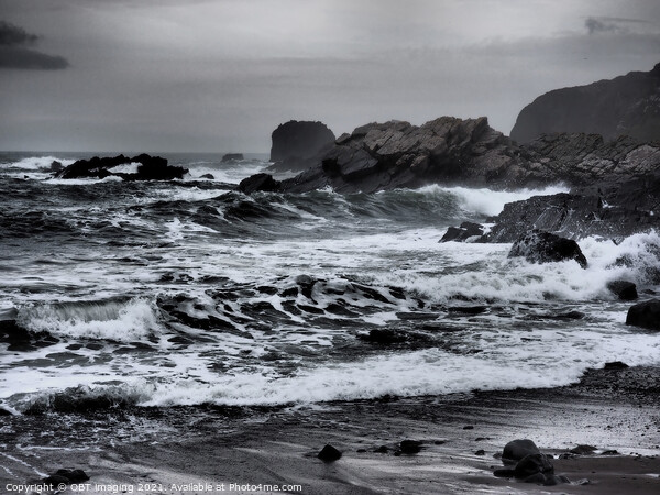 Stormy Sea Near Needle Eye Rock Macduff Scotland Picture Board by OBT imaging