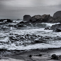 Buy canvas prints of Stormy Sea Near Needle Eye Rock Macduff Scotland by OBT imaging