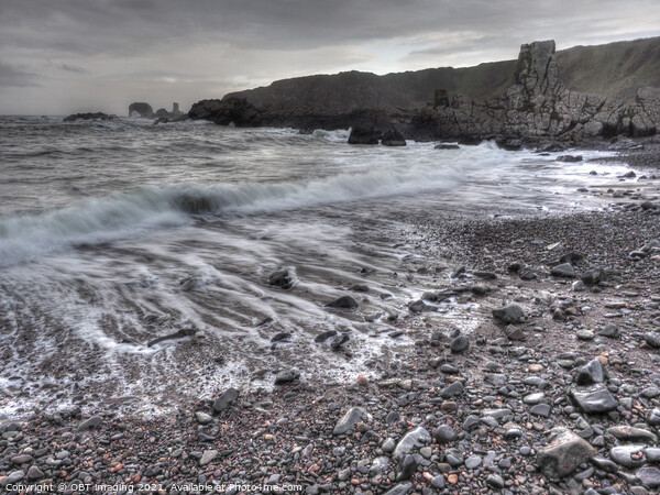 Receding Wave Needle Eye Rock Beach Scotland Picture Board by OBT imaging