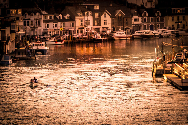 Looe Evening Rowers Picture Board by Lee Kershaw