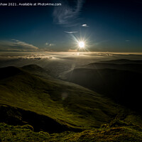 Buy canvas prints of Burning Sun Over the Brecons by Lee Kershaw