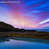 Buy canvas prints of Fiery Skies Reflect on Tranquil Cornish Sea by Lee Kershaw