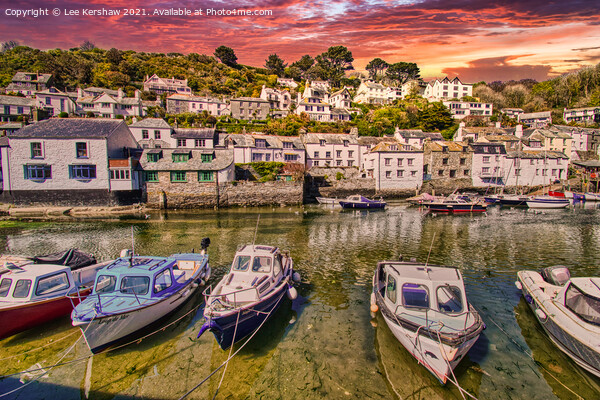 A Serene Sunset in Polperro Harbour Picture Board by Lee Kershaw