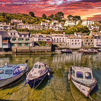 Buy canvas prints of A Serene Sunset in Polperro Harbour by Lee Kershaw