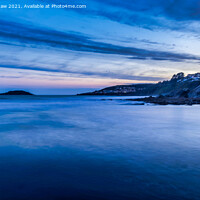 Buy canvas prints of Sun setting over the sea, Looe Island and West Looe. Shot taken from Millendreath. by Lee Kershaw