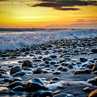 Buy canvas prints of Sunset Beach Pebbles by Lee Kershaw