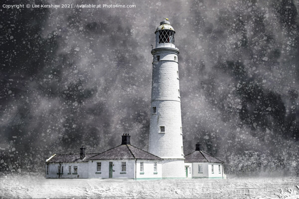 Nash Point Lighthouse - Snow Blizzard (Marcross) Picture Board by Lee Kershaw