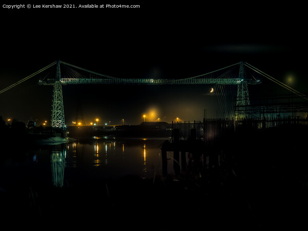 "Moonlit Reflections on Newport's Iconic Transport Picture Board by Lee Kershaw
