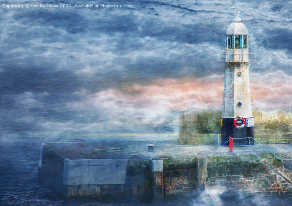 "Misty Morning at Mevagissey Lighthouse" Picture Board by Lee Kershaw