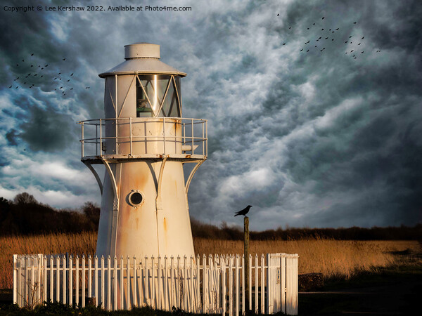 East Usk Lighthouse at Goldcliff, Newport Seawall Picture Board by Lee Kershaw
