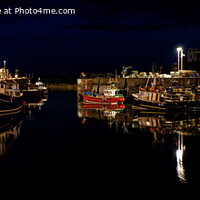 Buy canvas prints of "Moonlit Serenity: Seahouses Harbour at Night" by Lee Kershaw