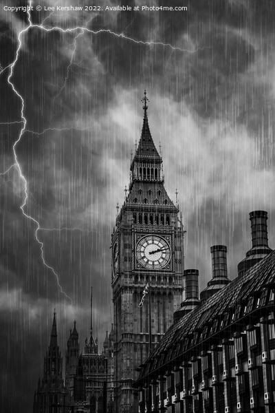 Stormy Symbolism: The Striking Power of Big Ben Picture Board by Lee Kershaw