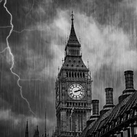 Buy canvas prints of Stormy Symbolism: The Striking Power of Big Ben by Lee Kershaw