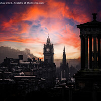 Buy canvas prints of "Crimson Skies: A Captivating Edinburgh Awakening" by Lee Kershaw
