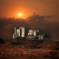 Buy canvas prints of "Burning Splendor: Bamburgh Castle at Sunset" by Lee Kershaw