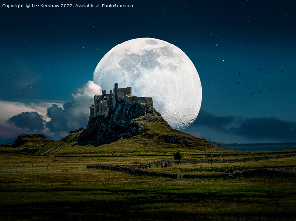 "Celestial Enchantment: Moonlit Magic at Lindisfar Picture Board by Lee Kershaw
