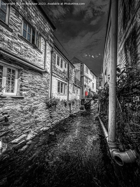 Serene Polperro: Stream Adorns Iconic House Picture Board by Lee Kershaw