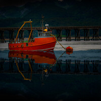 Buy canvas prints of Serene Reflections: Fishing Boat on the Mawddach E by Lee Kershaw