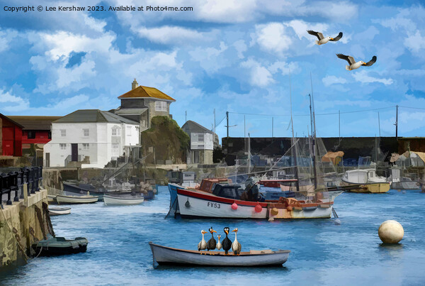 Mevagissey Inner Harbour (painted) Picture Board by Lee Kershaw