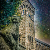 Buy canvas prints of A Stone Statue Guards Cardiff Castle by Lee Kershaw