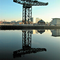 Buy canvas prints of Clydeport Crane and Reflection by Fiona Williams