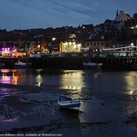 Buy canvas prints of Whitby Harbour At Night by Fiona Williams