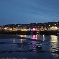 Buy canvas prints of Whitby Harbour at Night by Fiona Williams