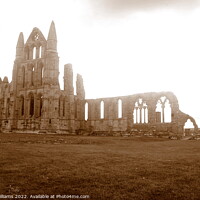 Buy canvas prints of Whitby Abbey ruins in Sepia by Fiona Williams