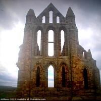 Buy canvas prints of Whitby Abbey on a cloudy day by Fiona Williams