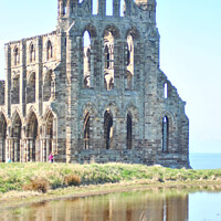 Buy canvas prints of Whitby Abbey Ruins and reflection by Fiona Williams