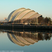 Buy canvas prints of Armadillo and reflection in the River Clyde by Fiona Williams
