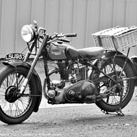 Buy canvas prints of Panther motorbike in black and white taken at the VMCC Blue haze ride out by Fiona Williams
