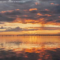 Buy canvas prints of Gorgeous Sunset over the Tay Rail Bridge Dundee Scotland by Iain Gordon