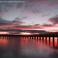 Buy canvas prints of Gorgeous Sunset Tay Rail Bridge Dundee Scotland by Iain Gordon