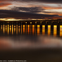 Buy canvas prints of Golden Glow Tay Rail Bridge Dundee at Sunset by Iain Gordon