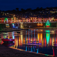 Buy canvas prints of Mousehole Harbour Lights by Alan Barker