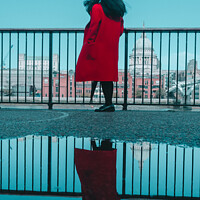 Buy canvas prints of The Girl in Red Coat by Joey Palomeno