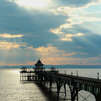 Buy canvas prints of Bristol Pier in Clevedon - sunset  by Amy-Rose Carpenter