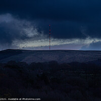 Buy canvas prints of Night landscape of mast on Winter Hill  by Dee Lister