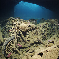 Buy canvas prints of Motor cycles load at the Thistlegorm shipwreck by Norbert Probst