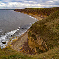 Buy canvas prints of Oceanbeach clifftops at Blackhall Colliery  by Janet Kelly