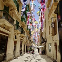 Buy canvas prints of Street Decorations Valletta by Sheila Ramsey