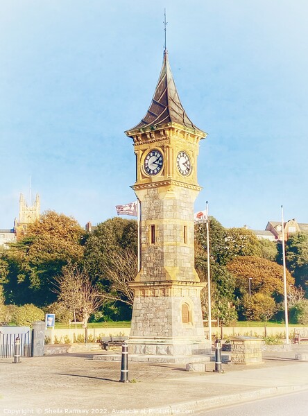 The Clock Tower Exmouth Picture Board by Sheila Ramsey
