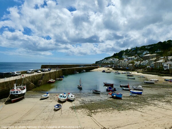 Mousehole Harbour Picture Board by Sheila Ramsey