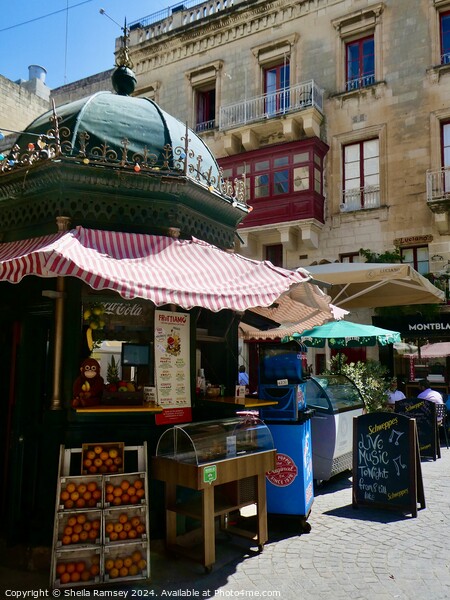 Valletta Street Kiosque Picture Board by Sheila Ramsey
