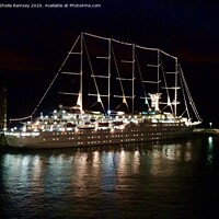 Buy canvas prints of Sailing ship at night  by Sheila Ramsey
