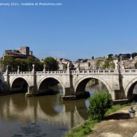 Buy canvas prints of St Angelo bridge Rome by Sheila Ramsey
