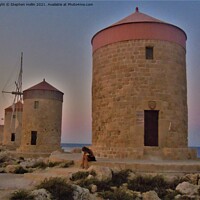 Buy canvas prints of Majestic Windmills of Rhodes by Stephen Hollin