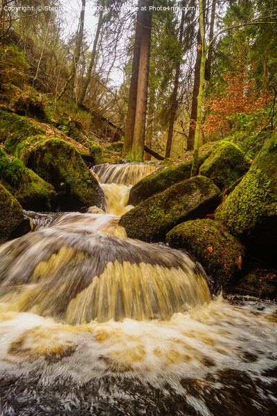 Enchanting Waterfall in a Forest Picture Board by Stephen Hollin