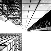 Buy canvas prints of London Financial Buildings, Monochrome. by Stephen Bailey